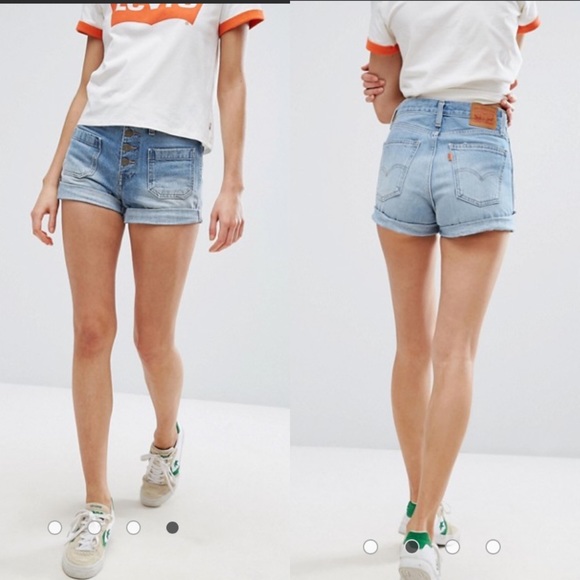 Levi's Pants - Levi's Orange Tab Button Fly Cuffed Denim Shorts